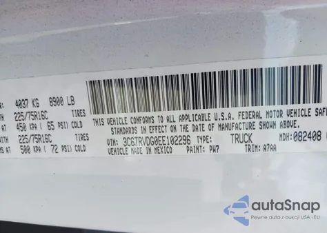 2014 Ram Promaster 2500 High Roof from USA, damaged, VIN 3C6TRVDG0EE102296